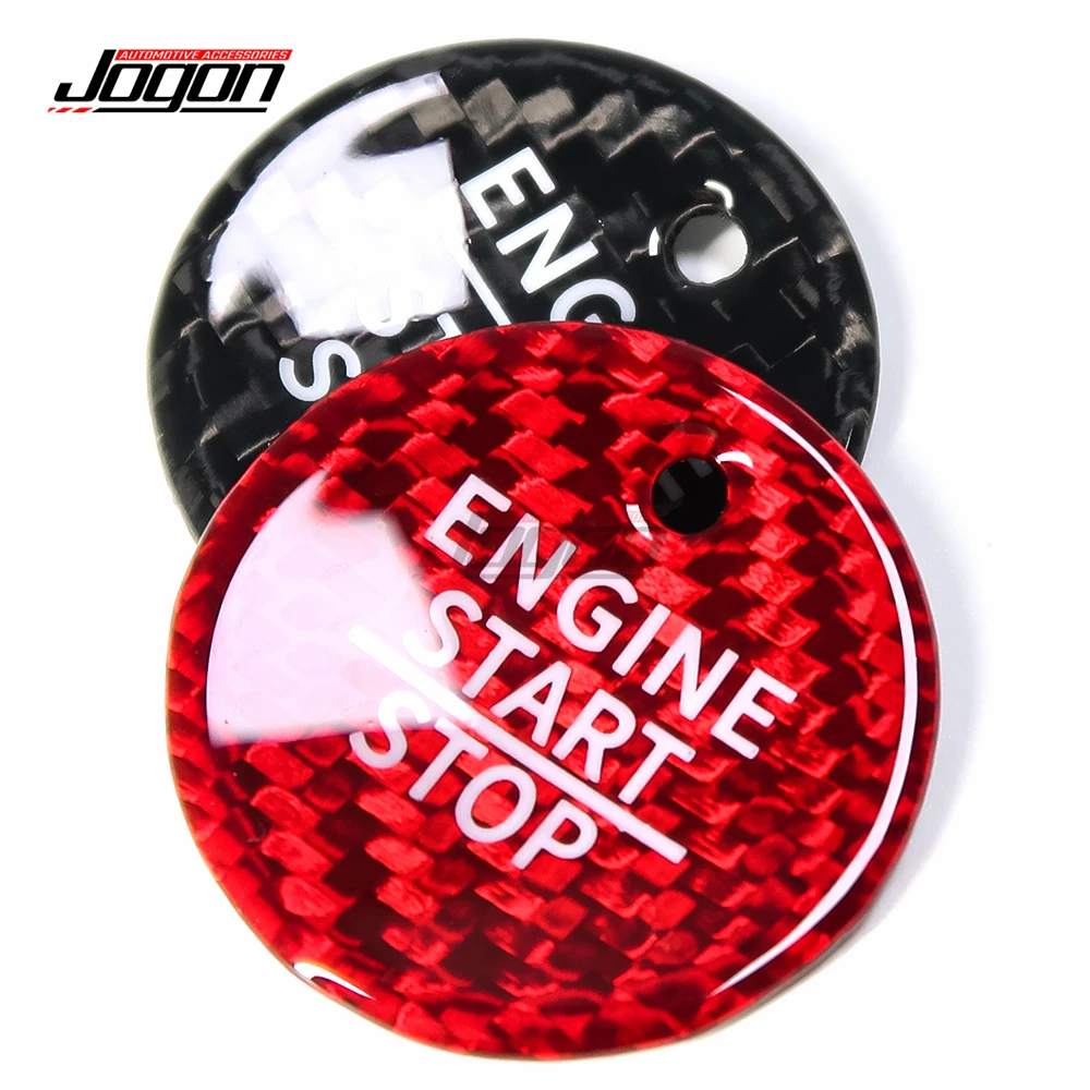 Red & Black Carbon Fiber For Ford Fiesta ST MK8 2018 Car Interior Start Stop Engine Button Switch Sequins Sticker Cover Trim