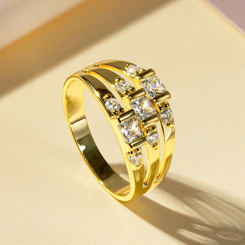 Men's Vintage CZ Simulated Diamond Multiple Rows Ring