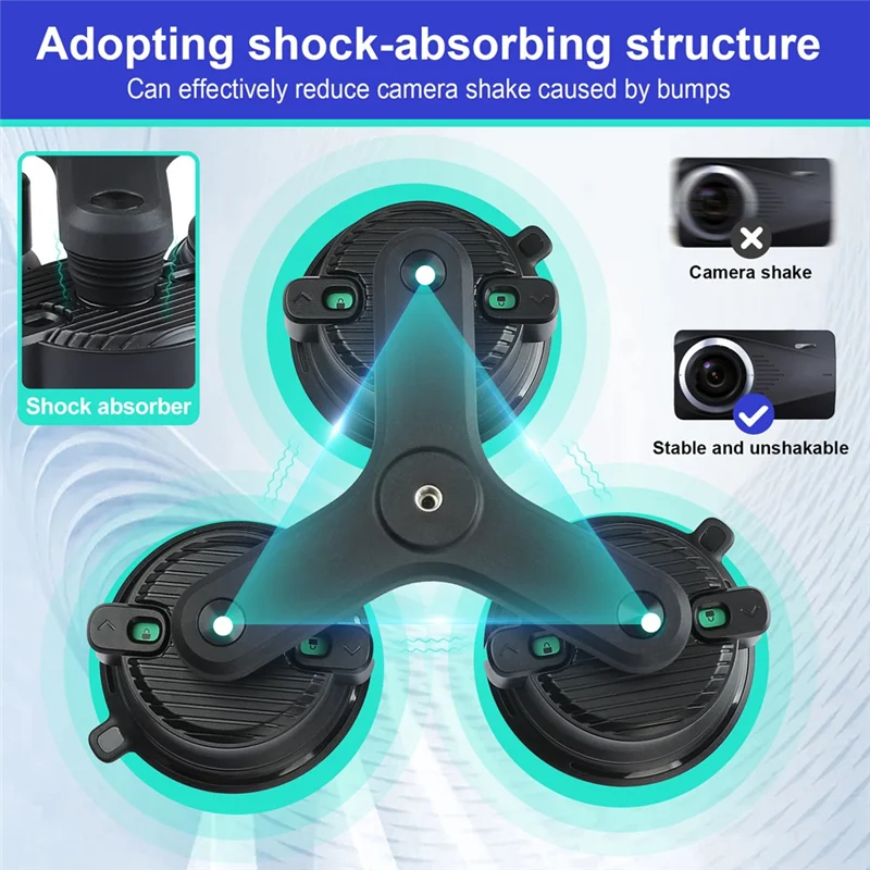 ABKQ-Suction Car Mount For Insta360 X5, X4, X3, One RS,R For Gopro Camera Suction Mount Kit For Action Camera Selfie Stick