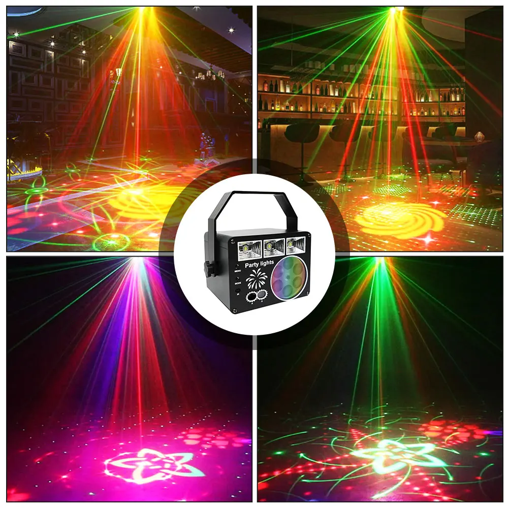 RGB LED Party Light proiettore Laser Sound Activated DJ Disco Light USB Stage Light telecomando Magic Ball Christmas Decor