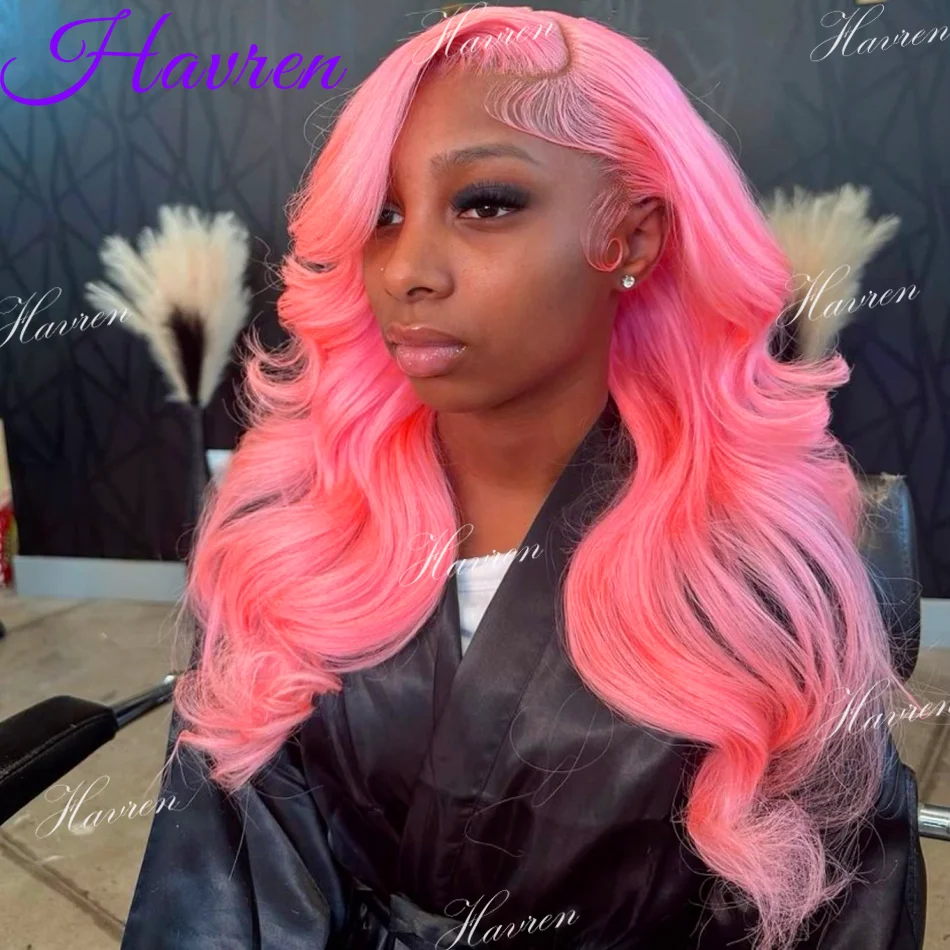 

30 Inch Light Pink Body Wave Wig Colored Human Hair Wig 13X4 Lace Front Wigs 13X6 Hd Lace Frontal Transparent Wig For Women