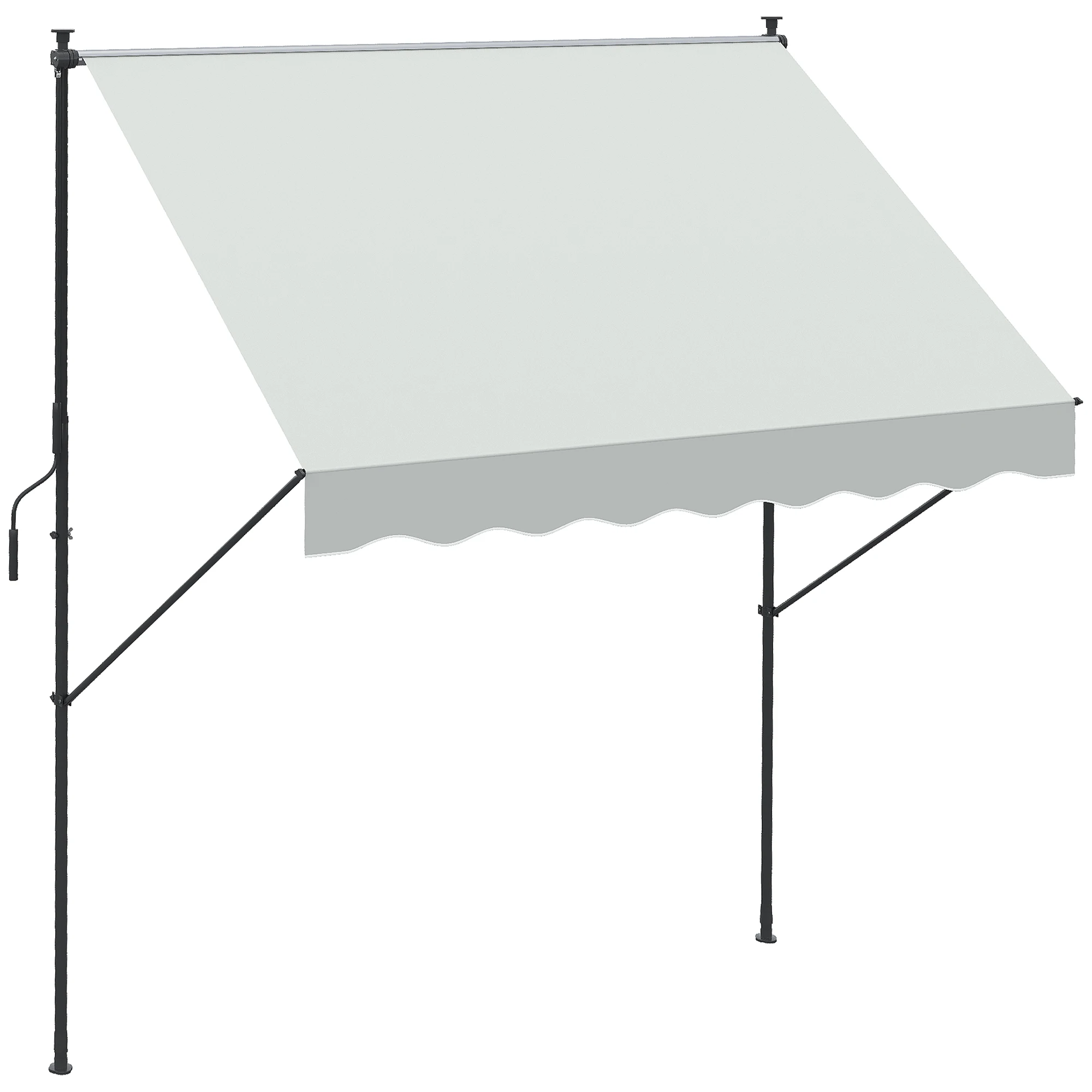 Outsunny retractable Manual canopy 200x170x200-290 cm adjustable awning with Sun crank UV40 + windproof for balcony garden terrace cream