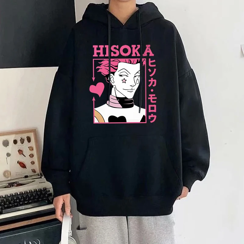 Homens e mulheres com capuz Hisoka estampado, pulôver casual, moletom personalizado, anime engraçado, plus size, novo