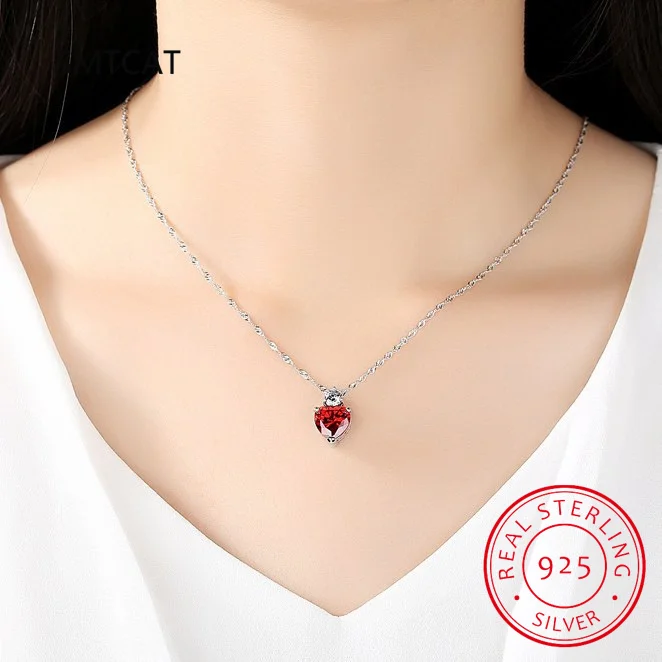 1ct Heart Cut Moissanite Necklace for Women 2 Stones Couple Double Heart Pendant S925 Sterling Silver Jewelry Wholesale