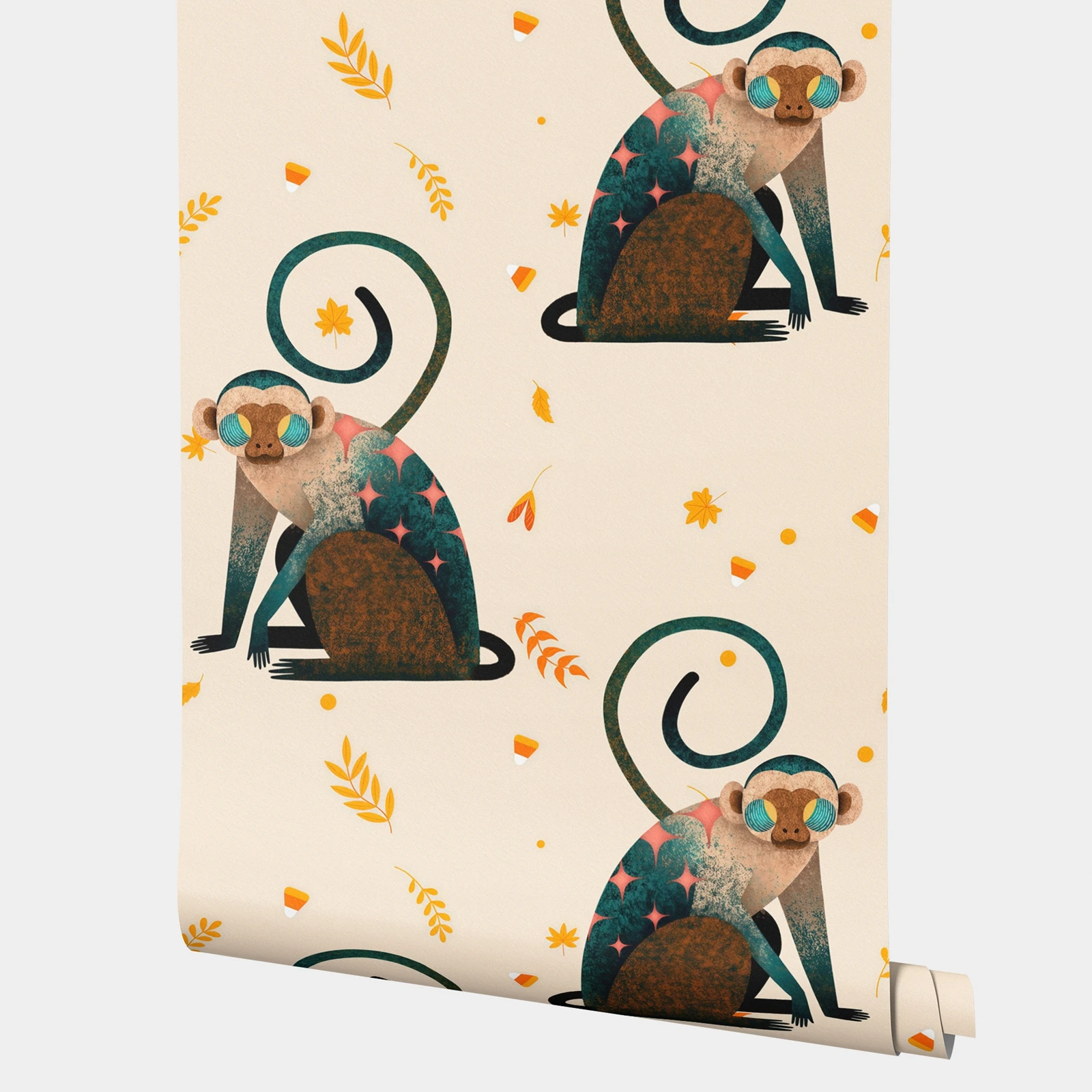 

Грайливые обои для детей, модные обои с кожурой и наклейкой обезьяны для декора детской комнаты, самоклеящаяся бумажная мебель, 50*300