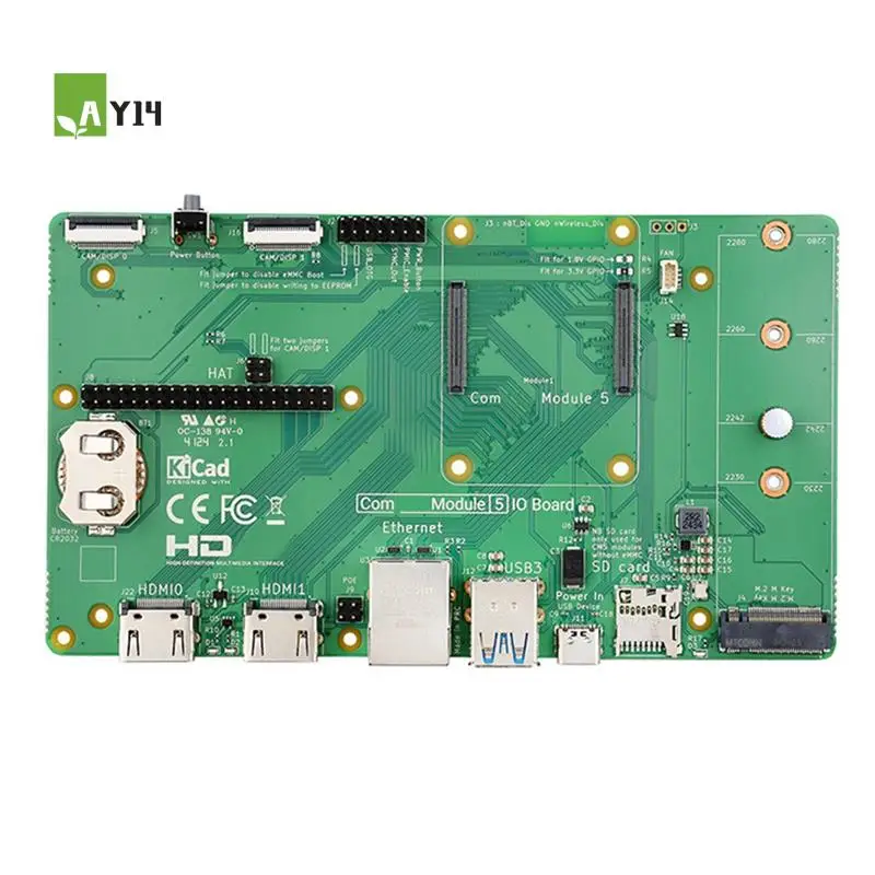 

AY14 -For Raspberry Pi CM5 IO Board Baseboard For Raspberry Pi Compute Module 5 IO Board Support M.2 Nvme SSD