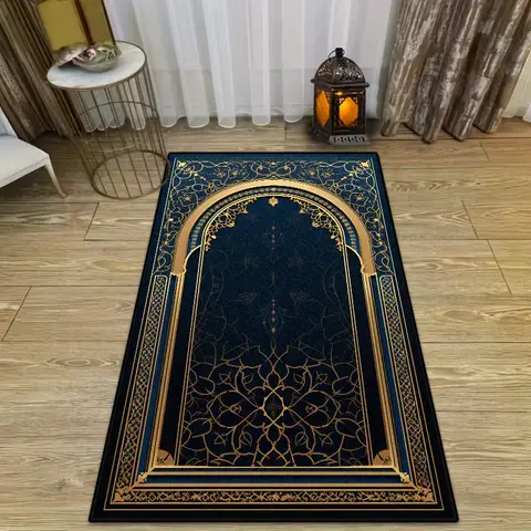 Islamic Ramadan Luxury Prayer Mat for Prayer Room Muslim Festival Soft Indoor Mats Children's Easy Clean Non-slip Rug gift