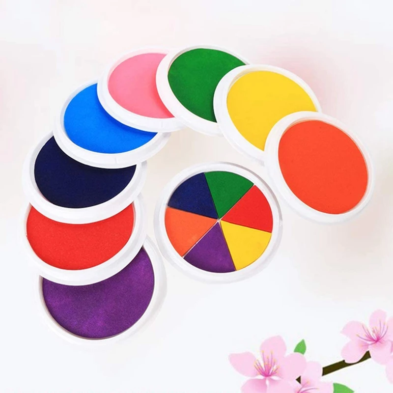 9Pcs Craft Ink Pad Stamps Partner Rainbow DIY Multicolor Craft Stamp Pad For Kids Children Stamps Paper Wood Fabric