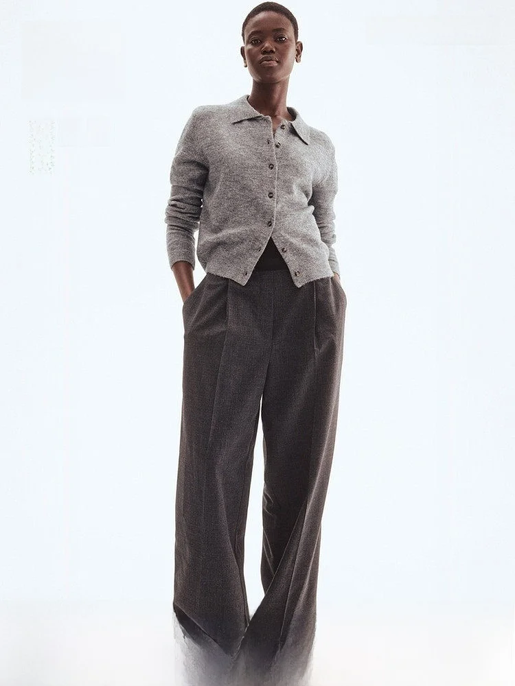 

Casual Knitted Cardigan Women's Summer Turn-down Collar Inner Single Button Warmth Short Length Polyester Acrylic Wool Blend