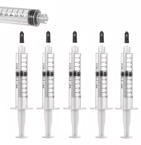 100 Pack 10ML Sterile Syringes Luer Lock with Cap Individual Wrapped for Lab Liquid Feeding