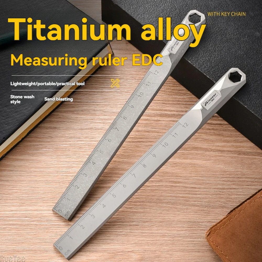 

Ультралегкая метрическая линейка из титанового сплава EDC, портативный многофункциональный инструмент для измерений и черчения, для математики и активного отдыха, монтировки