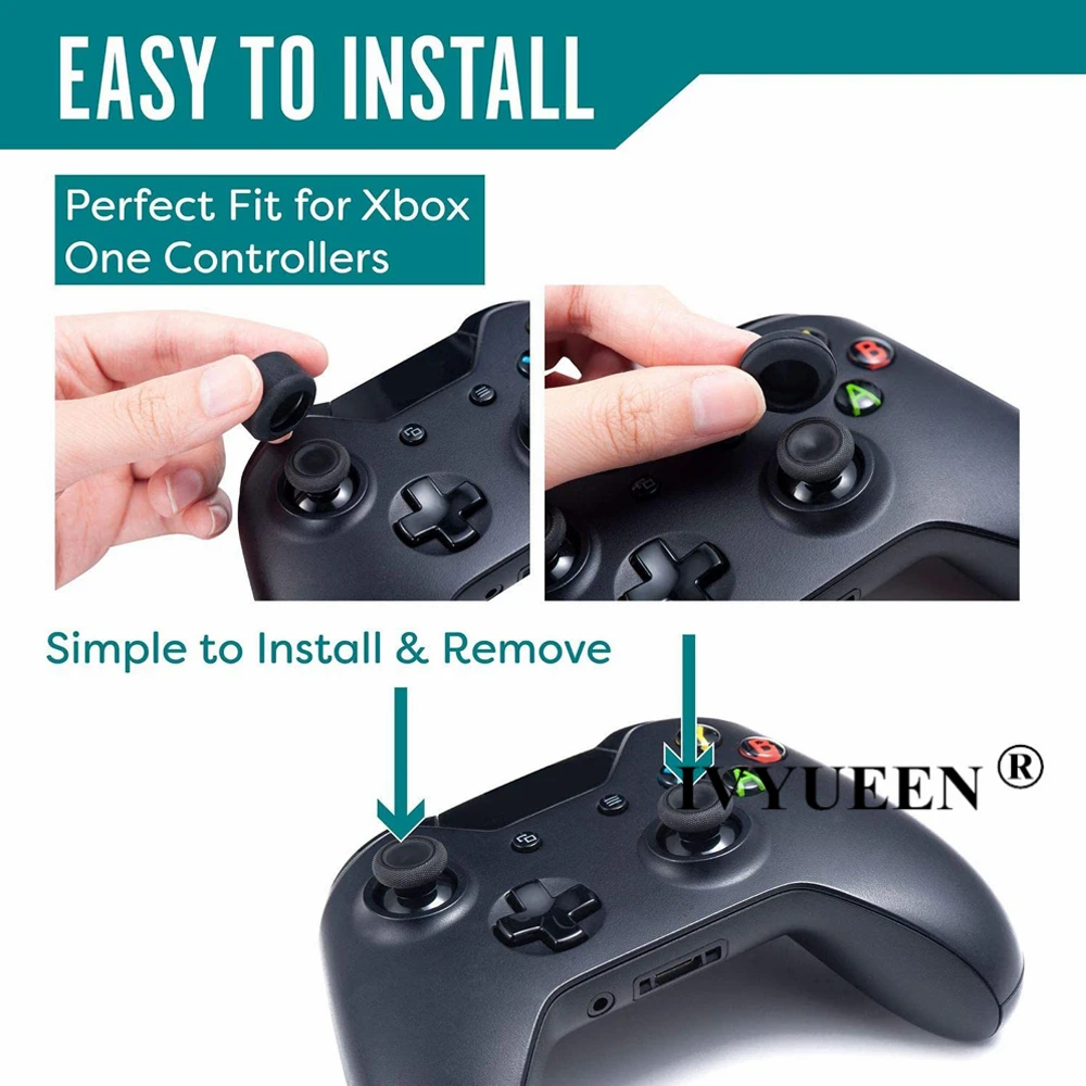 IVYUEEN 8 Pcs Schwarz Analog Stick Joystick Abdeckung für XBox One Serie X S Elite Controller Gamepad Analog Thumbsticks Caps griffe