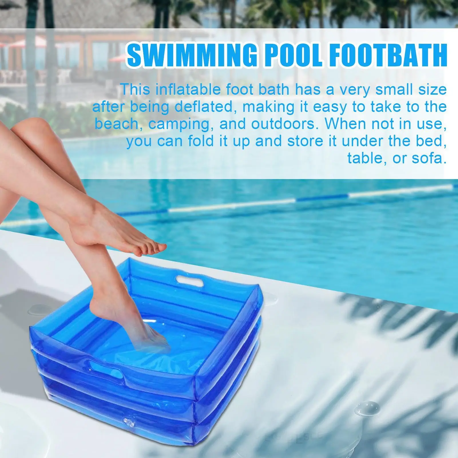 

1PC Inflatable Foot Bath Footbath Multifunctional Inflatable Blue Portable Foot Wash Basin For Home Spa Swimming Pool Yard Beach
