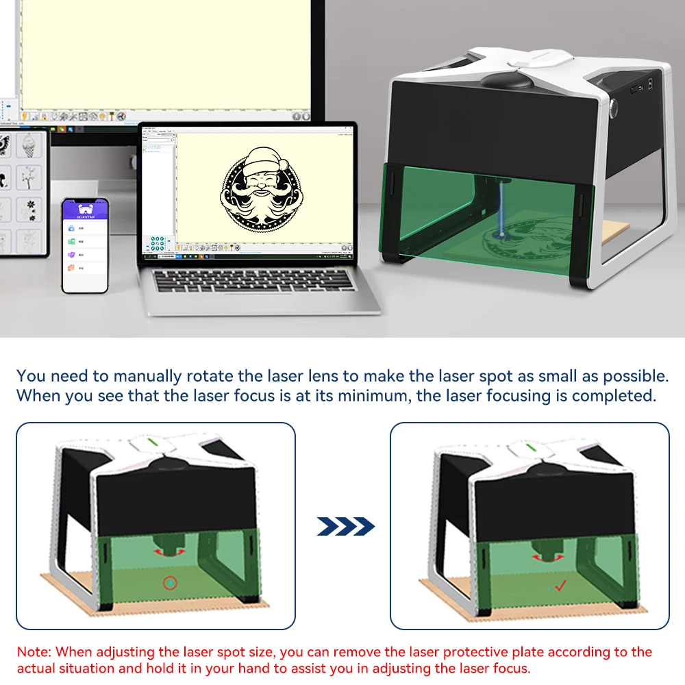 TWOWIN SE Laser Engraver 80*80mm Bluetooth Desktop Printer Marking 3000mw GRBL Laser Engraving Machine for Wood Leather