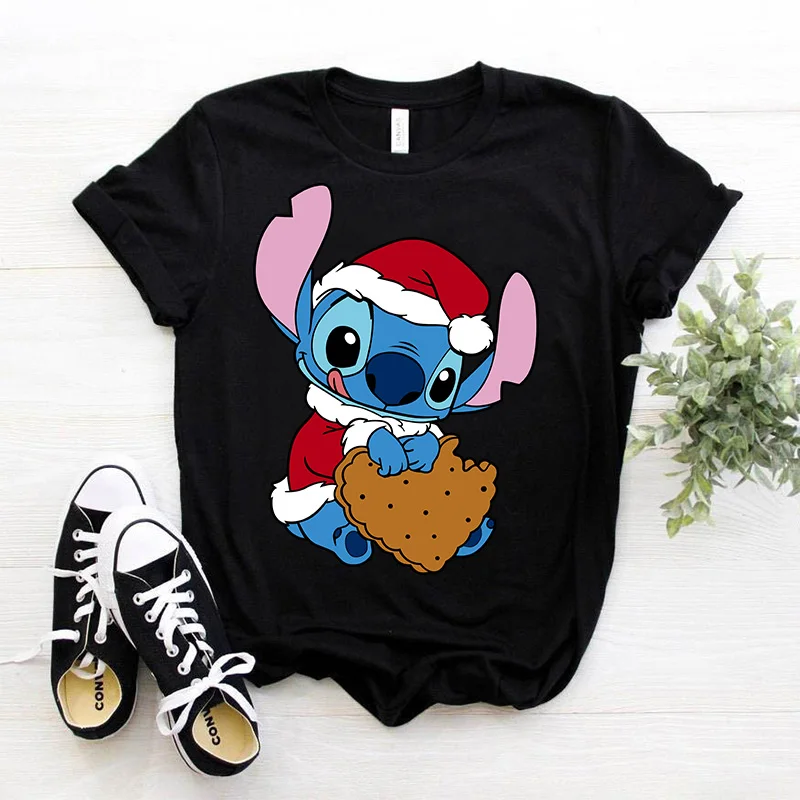 Kawaii Christmas Kawaii Lilo Stitch Funny T Shirt Women Stitch Cute Manga T-shirt Y2k Graphic Tshirt Streetwear Top Tees Female