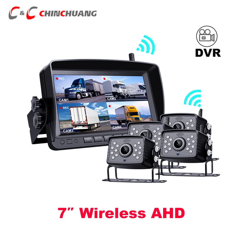 

Wireless AHD 7 inch Truck DVR Monitor IPS 720P High Definition Night Vision Car Reverse Backup Recorder Camera for Bus RV Van