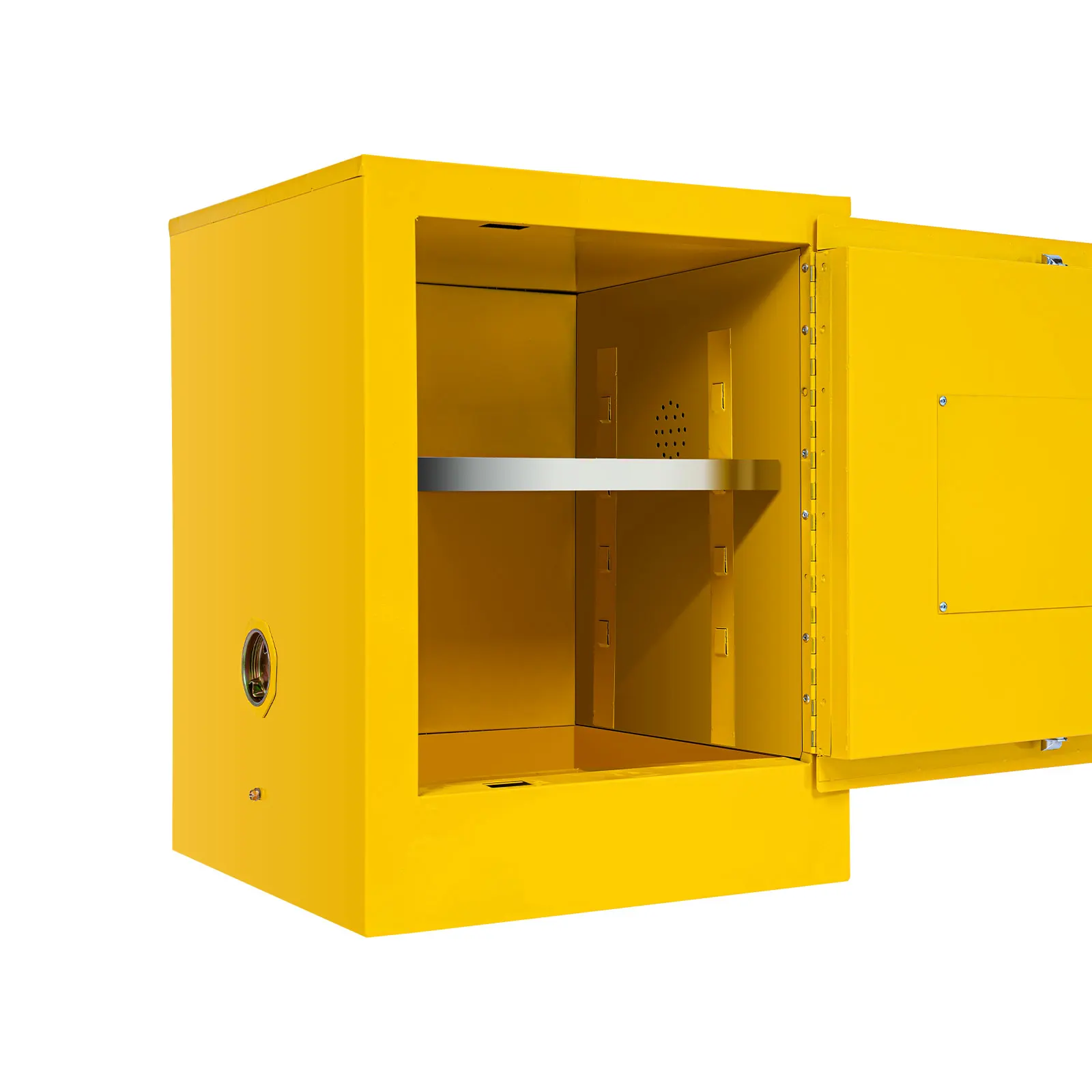 Yellow Safety Cabinet for Flammable Materials – Durable Fire-resistant Storage with Adjustable Galvanized Shelf