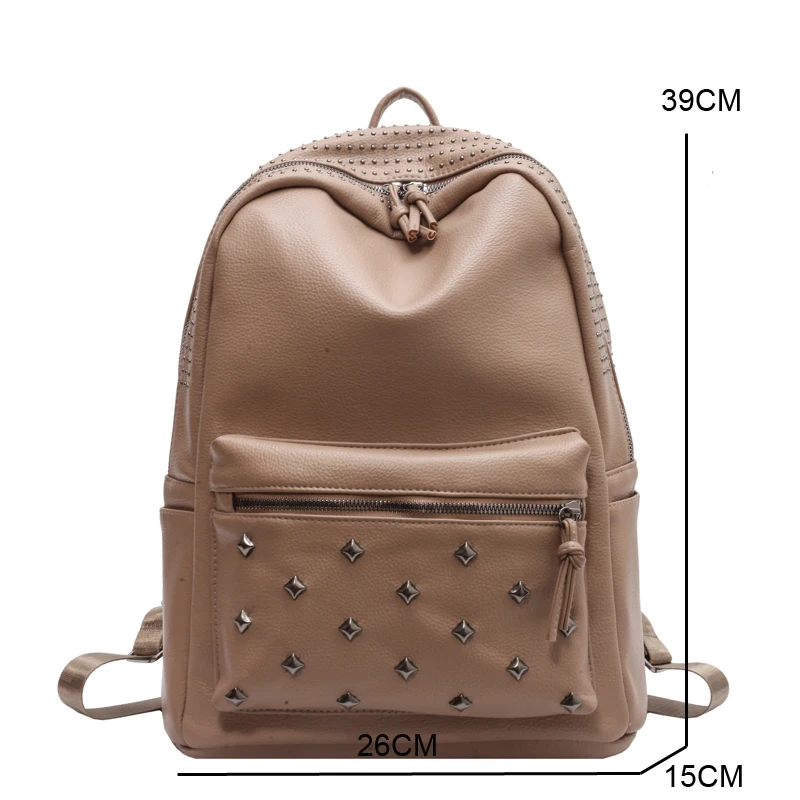 Imagem -06 - Mochila de Couro Macio pu para Mulheres Bolsas Escolares Grandes para Adolescentes Bolsas de Ombro com Rebite Novo Designer