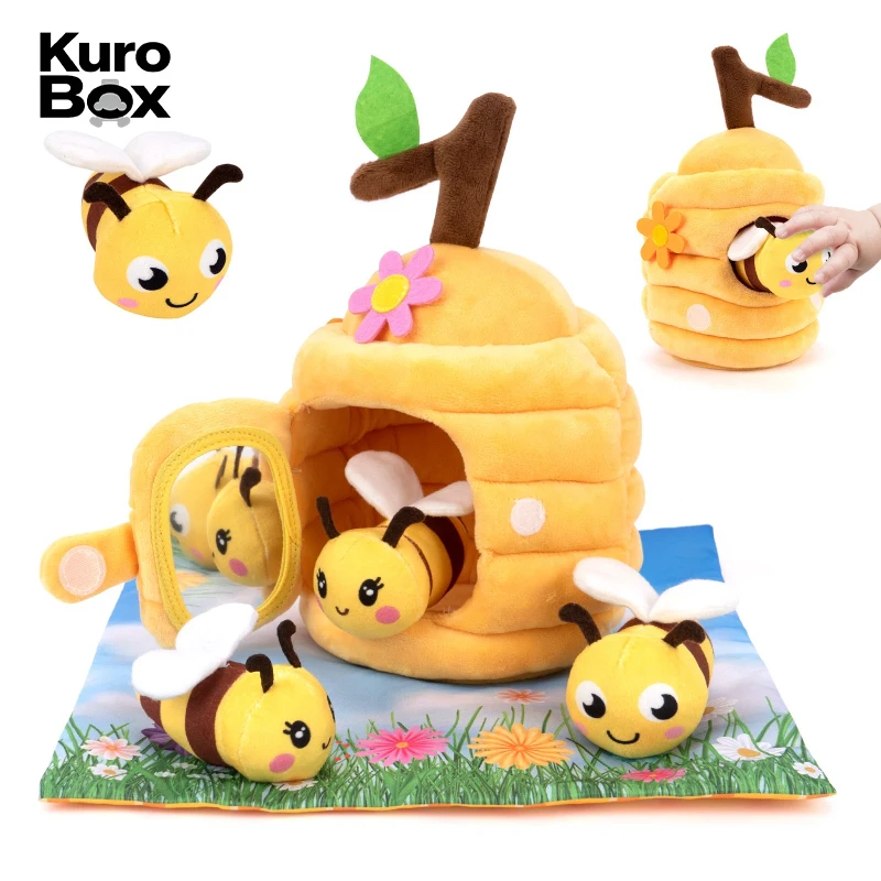 plush-beehive-toy-stuffed-bee-storage-house-sensory-cognitive-training-fine-motor-skills-sorting-matching-interactive-play-game