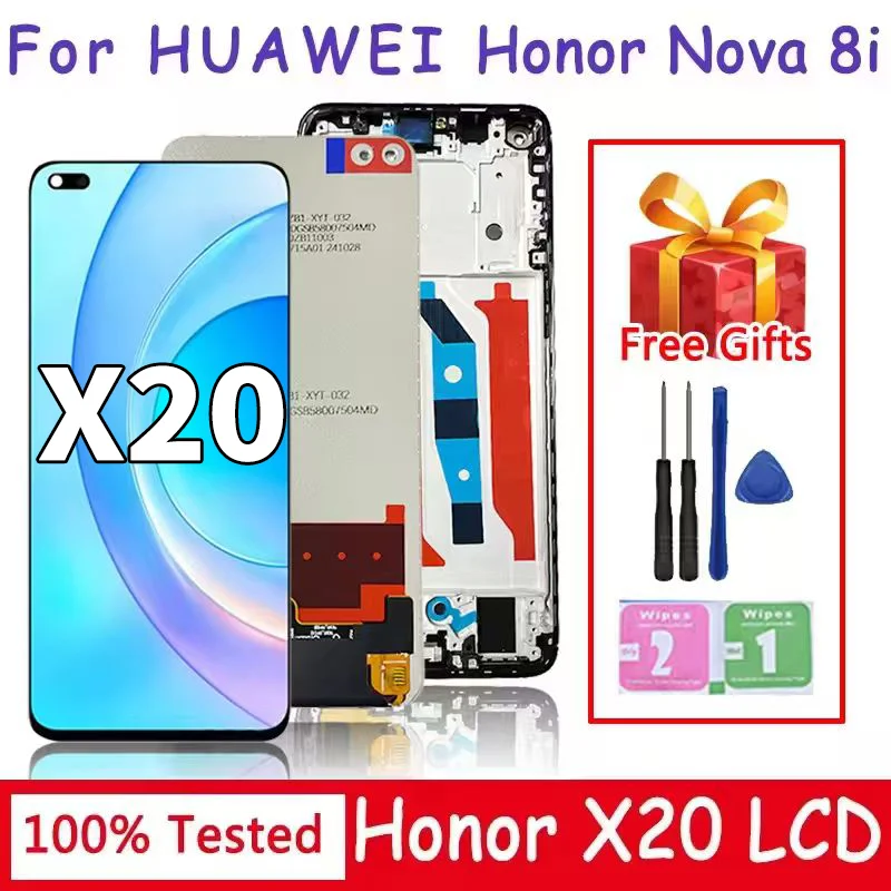 Pantalla LCD IPS de 6,67 pulgadas para Huawei nova 8i NEN-L22 NEN-LX1 NEN-LX3, conjunto de digitalizador de pantalla táctil LCD de repuesto, Honor X20 NTN-AN20 LCD