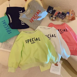 Spring Baby Boy Girl Sweatshirts Letter Print Toddler T-shirt Tops Round Neck Infant Pullover Children Clothes Cotton Kid Shirts