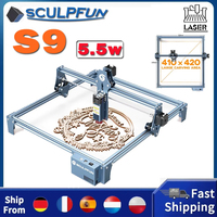 Sculpfun S9 5.5W Laser Engraving Machine 410X420Mm Carving Area Laser Engraver Full-Metal Cnc High Precision Sewing Machine Tool