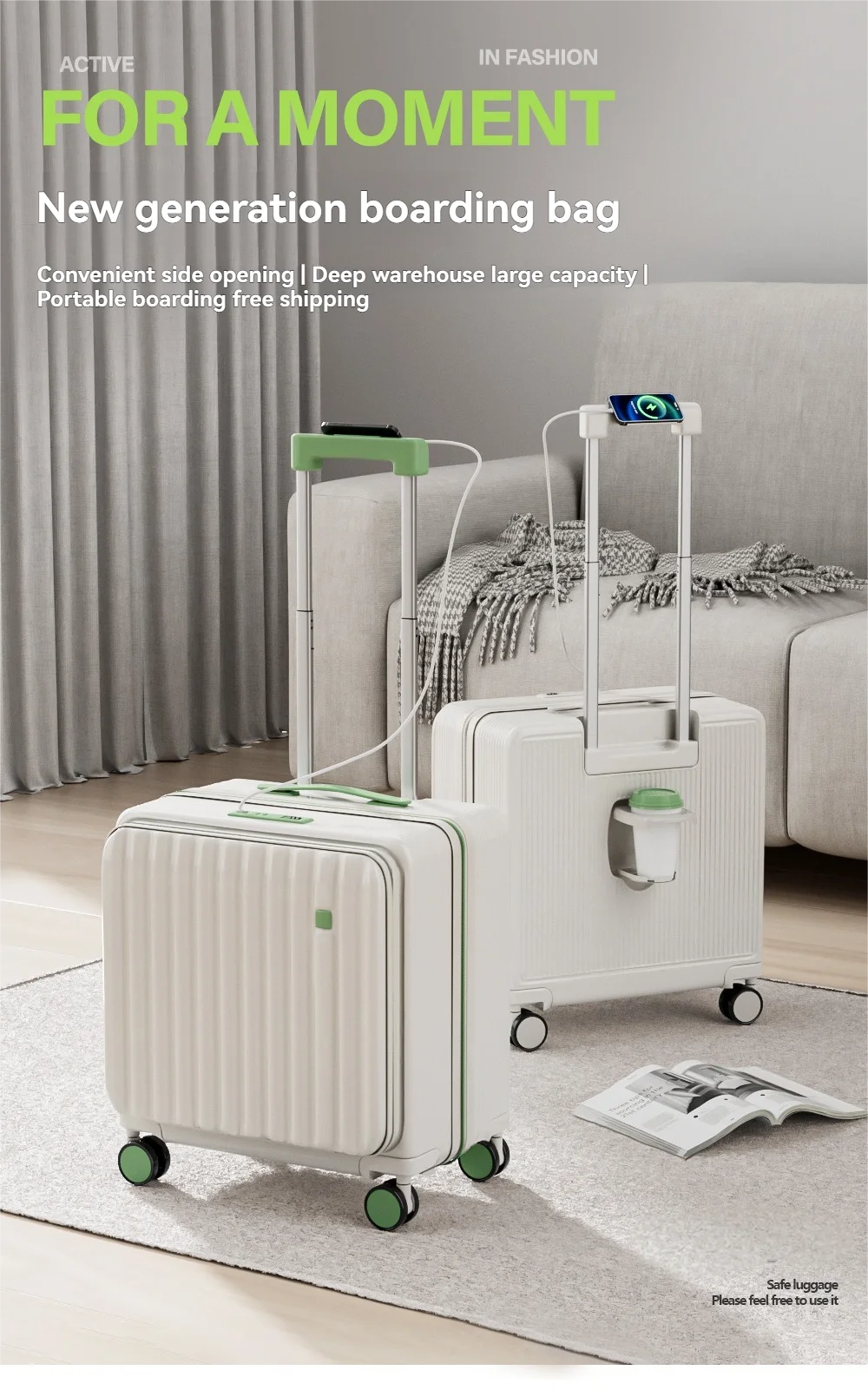 Ein Multifunktionaler Kleiner Koffer mit Tiefen Fächern und Vorderöffnung für Damen und Herren, Eine 18-Zoll-Reisetasche für den Flug – Detail 1
