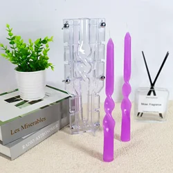 Vertical Stripes Long Pole Candle Mold Diy Handmade Candle Making Mold Kit Acrylic Plastic Mold Jar Party Gift Home Decor