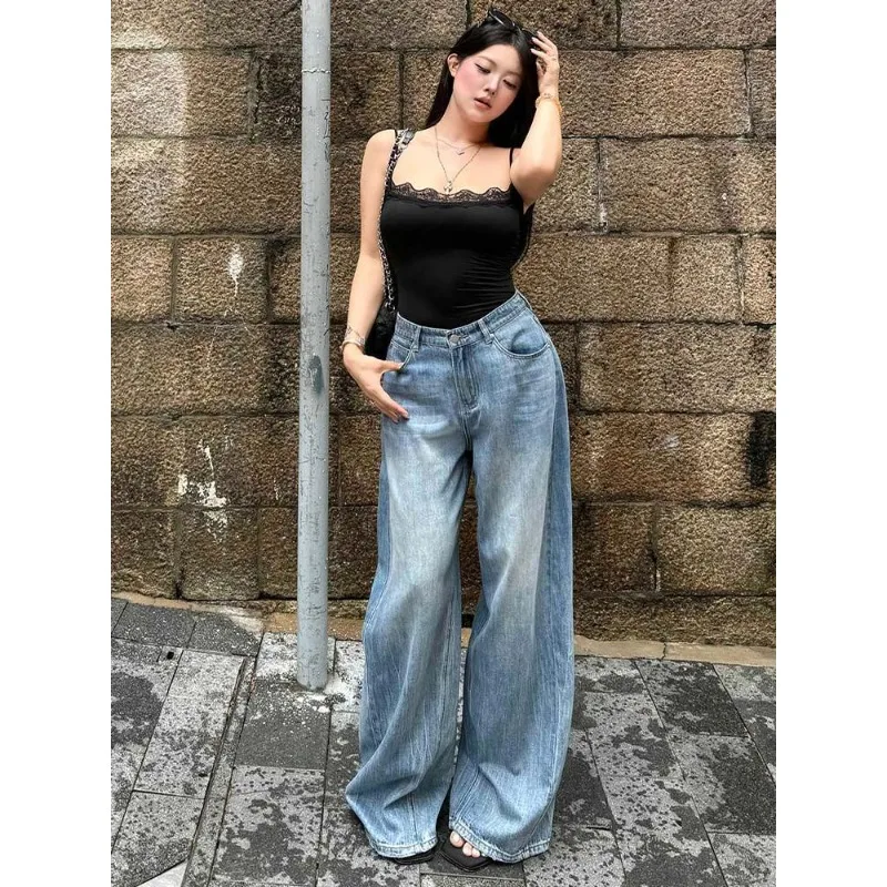 

Женская одежда, уличные хип-хоп винтажные мешковатые джинсы в стиле Харадзюку с горячими бриллиантами, джинсы с высокой талией, женские повседневные широкие джинсы, брюки Y2k