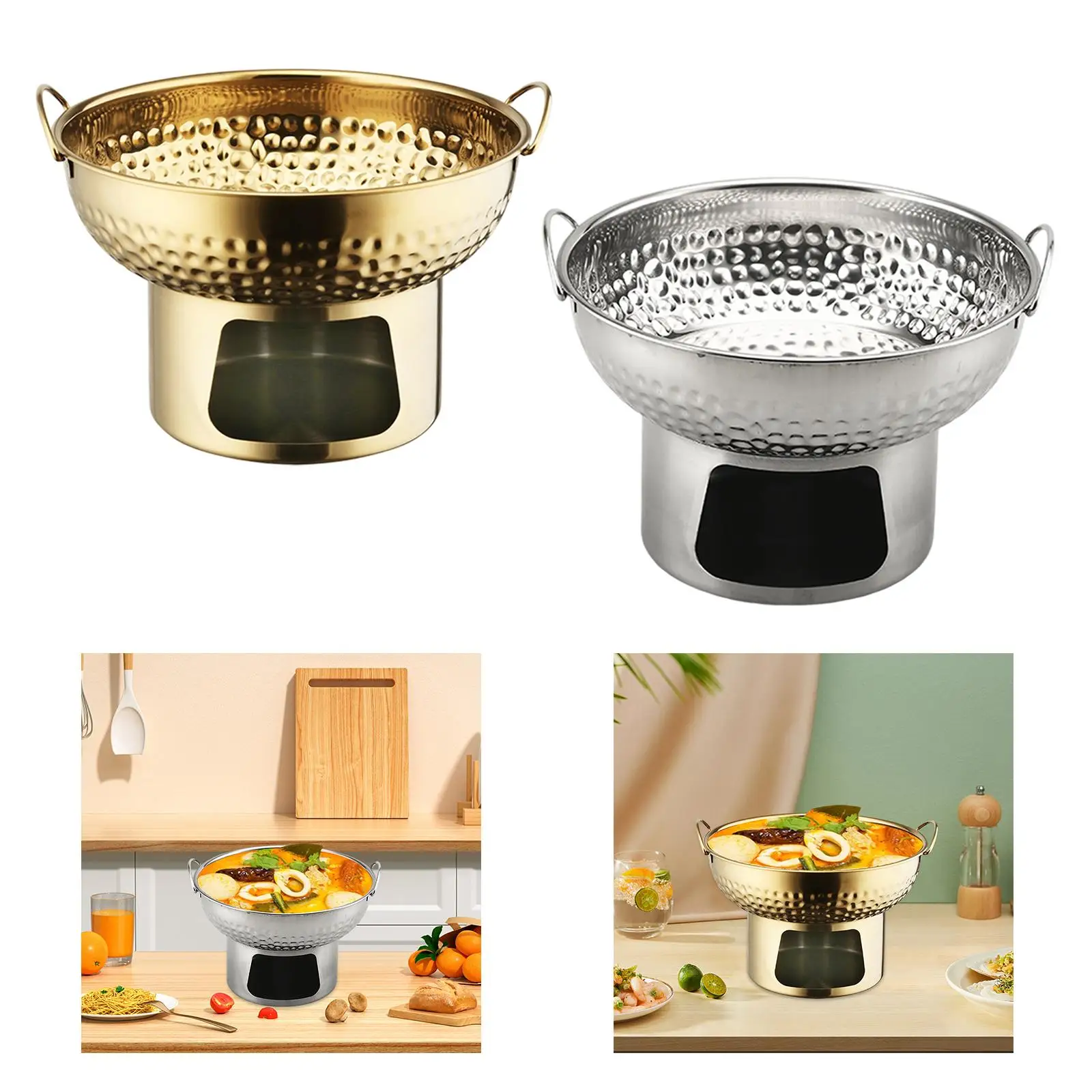 حاوية صغيرة من الفولاذ المقاوم للصدأ مقاس 18 سم لحم البقر، متعددة الاستخدامات مع مقابض حلقية ذات نسيج مطروق #5