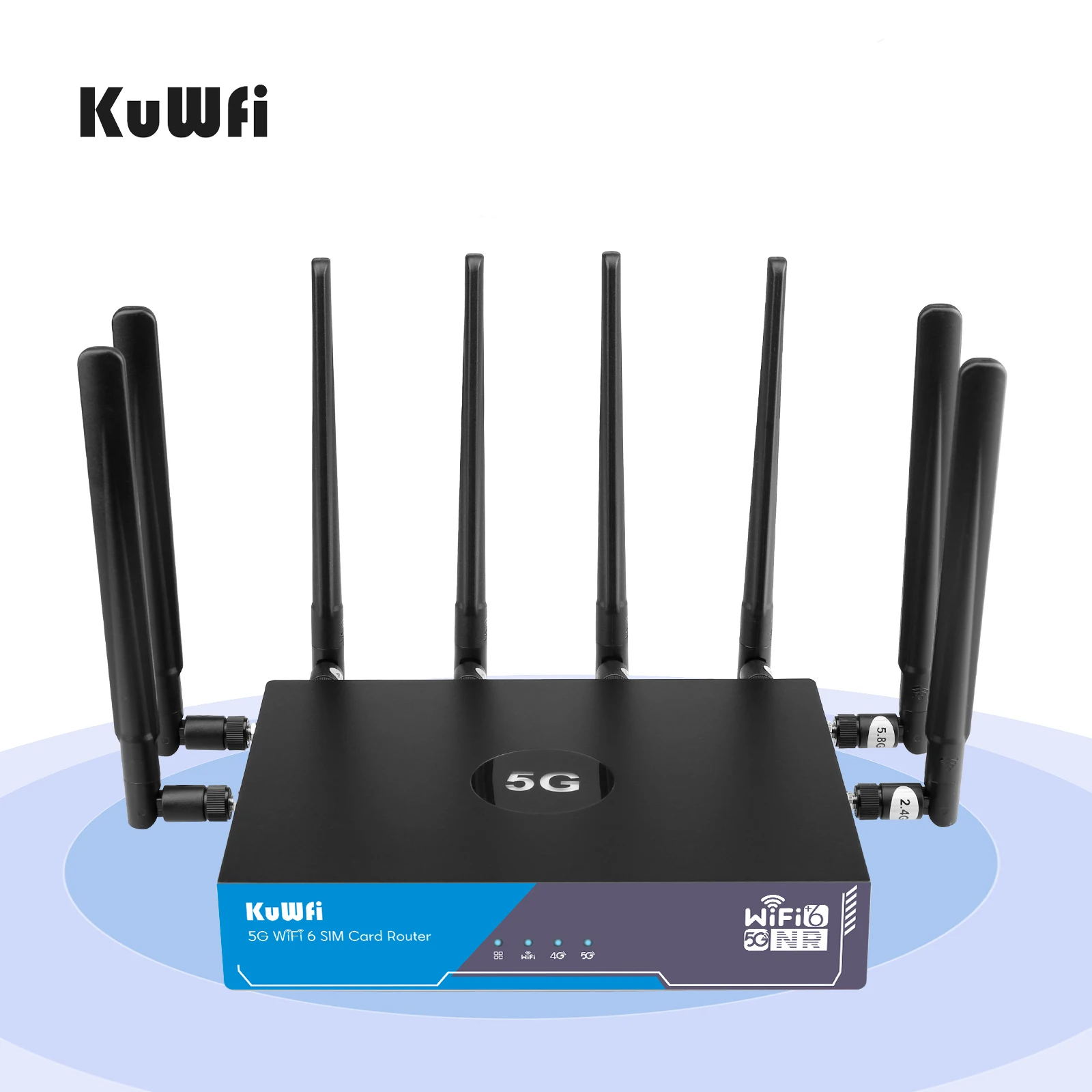 2.5Gbps KuWFI high speed router 5g cpe 100users 3000Mbps dual band wifi6 indoor 5g sim card slot router for office