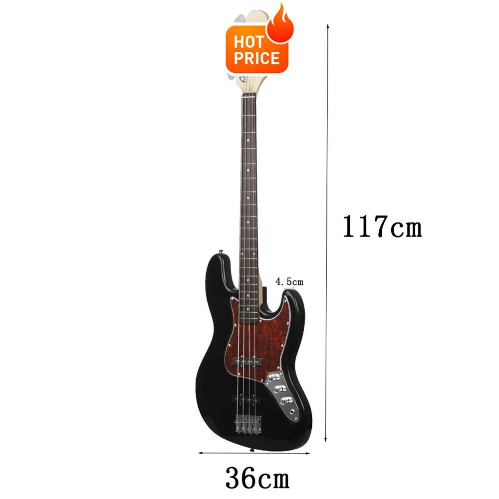 Profissional 4 Cordas Guitarra baixa Elétrica Preto 20 Trastes Sapele Bass Guitar Cordas Instrumento Com Cabo de Conexão Chaves