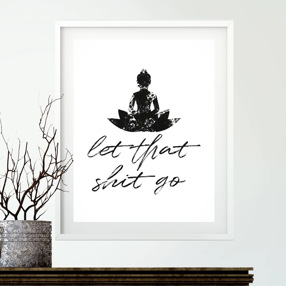 Funny Bathroom Sign Canvas Prints And Poster Let that Shit Go Quote Bathroom Art for Zen Painting Wall Picture Bathroom Decor