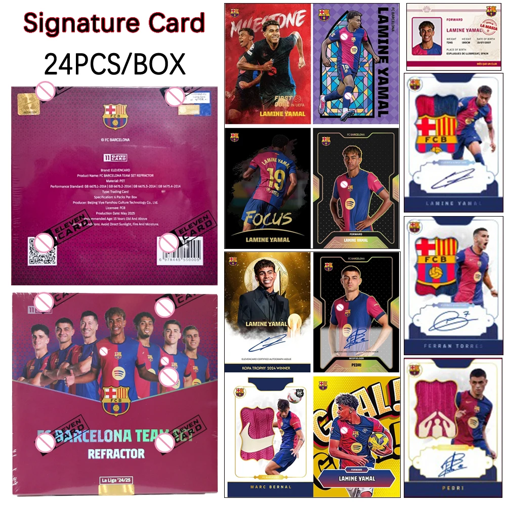 PANINI 24 шт./кор. Барселона Ювентус PEDRI LAMINE YAMAL Радужный лазерный материал для подписи Коллекционная открытка Праздничный подарок для мальчика