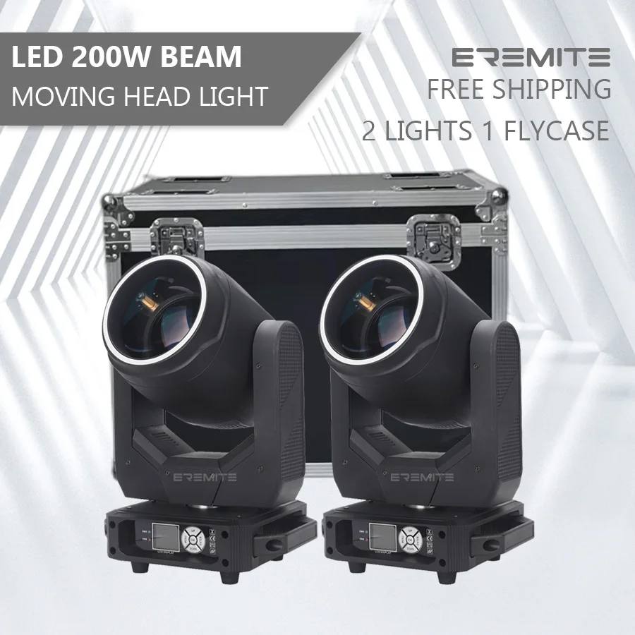 

No Tax 2 Lights 1 Flight Case LED 200W Beam Spot Dmx512 Moving Head Stage Lighting Effect For Dj Wedding Party Disco Dance