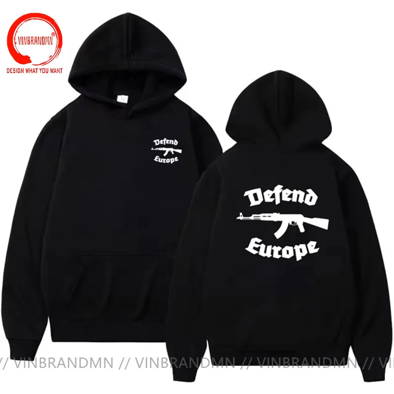 

Defend Europe Hoodies Sweatshirts Hooded Men Immigrant Islam Custom Design AK 47 AK47 Print Hoodie Men's Fashion Jerseys Hoody