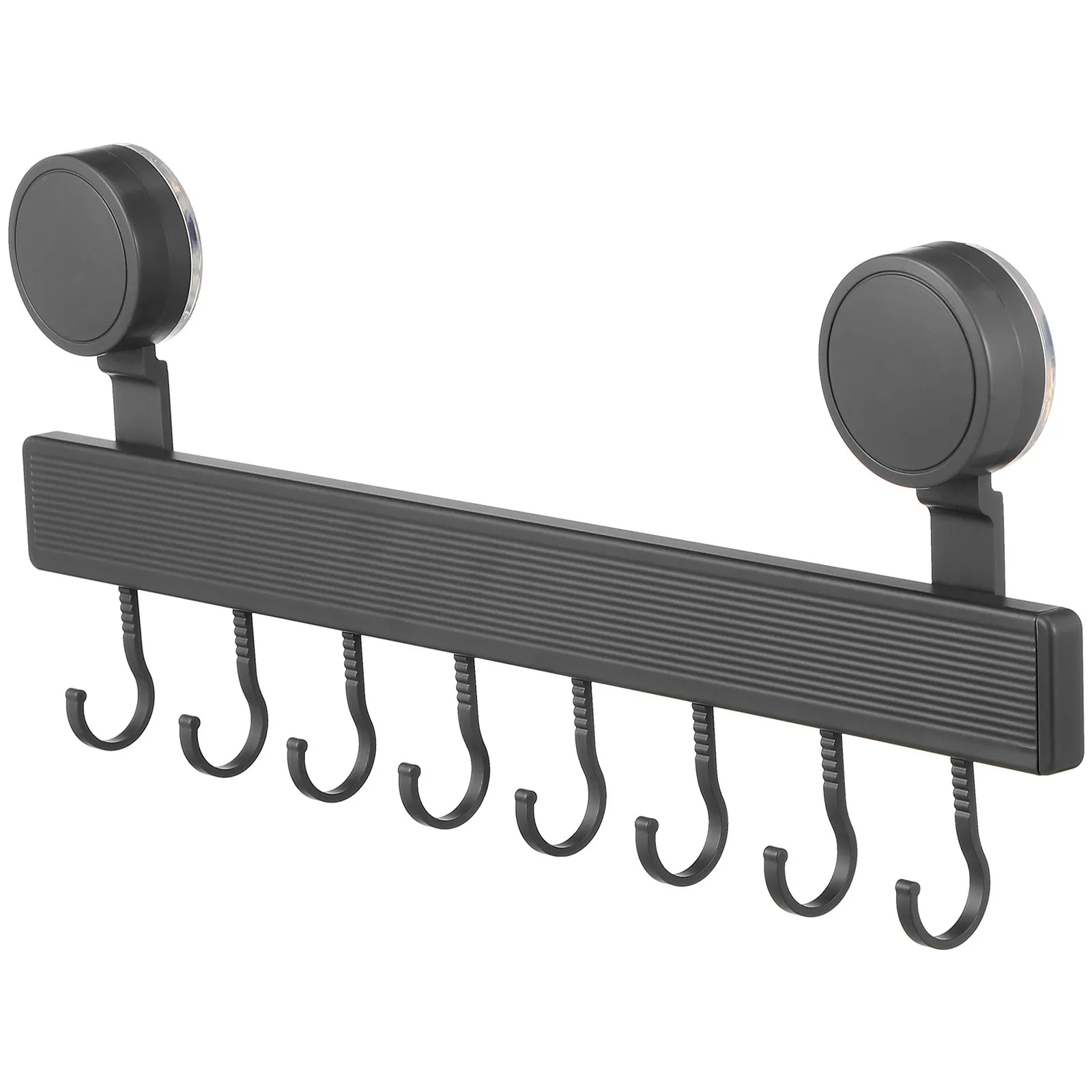 Heavy Duty Suction Cup Kitchen Hook Rack with 8 Hooks for Utensils Towels Pots Pans Cabinets Tiles Glass Non Drilling Space