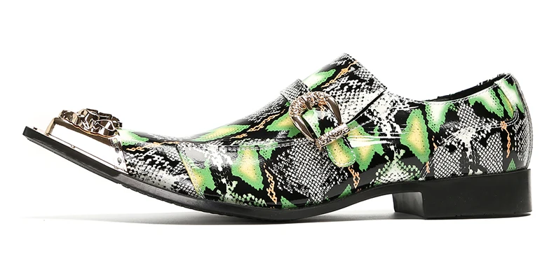 Herrenschuhe aus echtem Pythonleder, formelle Anzugschuhe mit Metallketten-Dekor, luxuriöse Modeschuhe für Frühling und Herbst, Business-Bankett-W – Detail 15