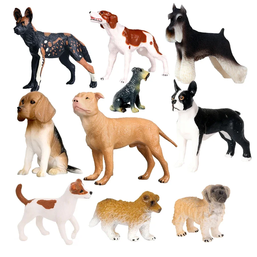 Simulation Farm Animals Playsets Lovely Deerhound Dog Figurines Beagle Action Figure Boston Terrier Bearded Collie Model Toy Kid