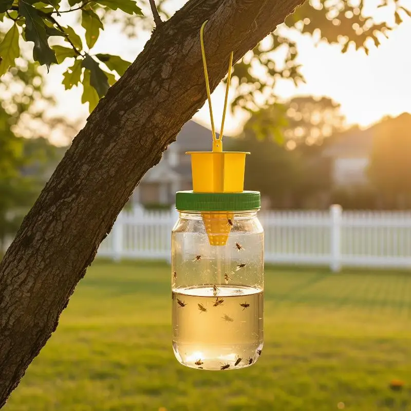 Reusable Hanging Fly & Wasp Insect Traps Odorless Non-Toxic Catcher for Home Garden Patio Orchard Use