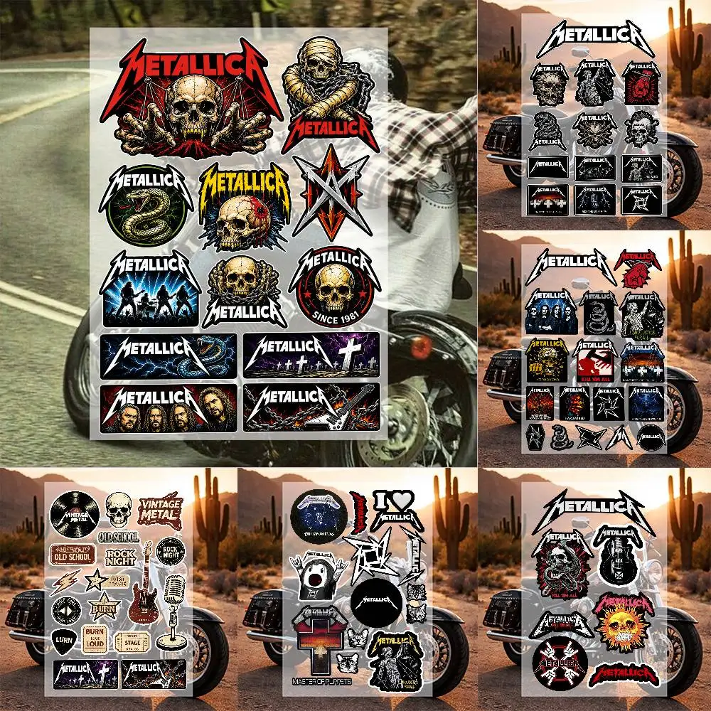 Vintage Hard Metal Heavy Rock Decals Graveyard Cross Fiery Guitar Metallica Sticker For Luggage Helmet Laptop Decor
