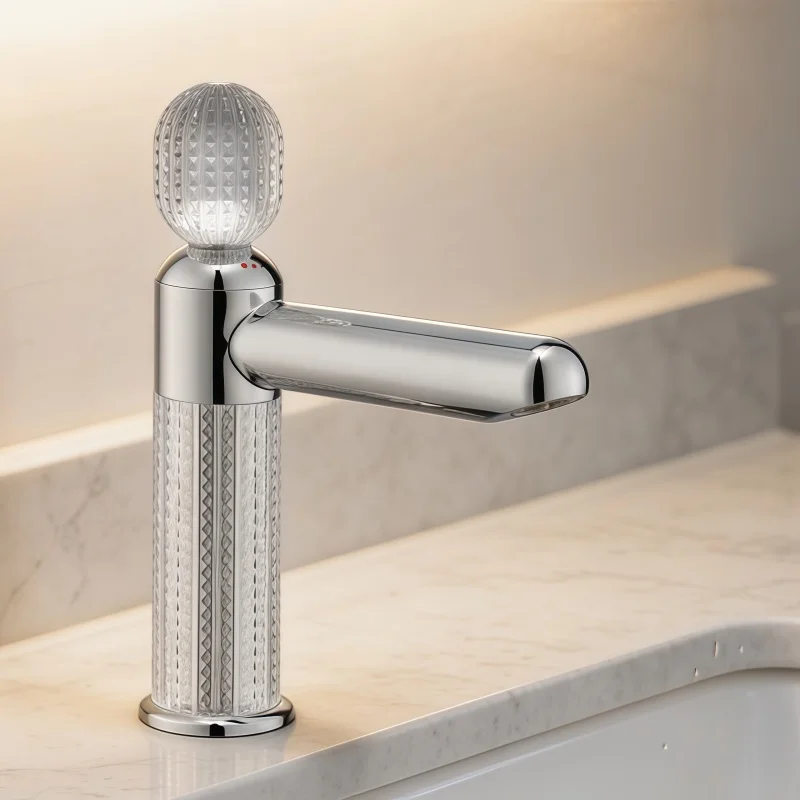 304 Stainless Steel Luxury Faucet Hot and Cold Mixer Faucet Bathroom Basin Two-Mode Crystal Texture Faucet