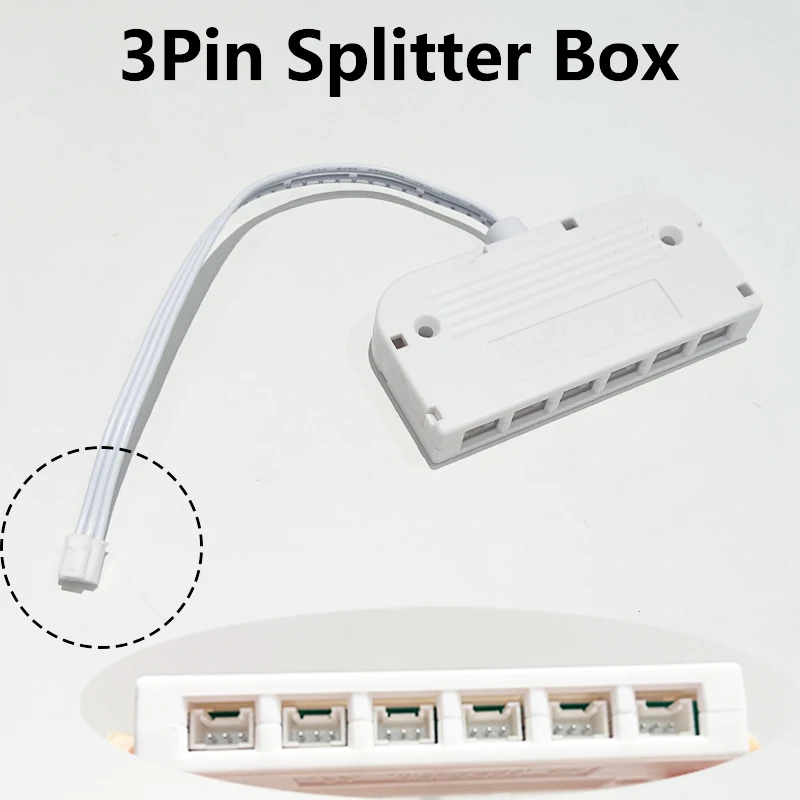 PHB/HY Port 3Pin One to Six Splitter Box with End Male Plug for Cabinet Light Junction Box 3A Double Color Light LED Splitters