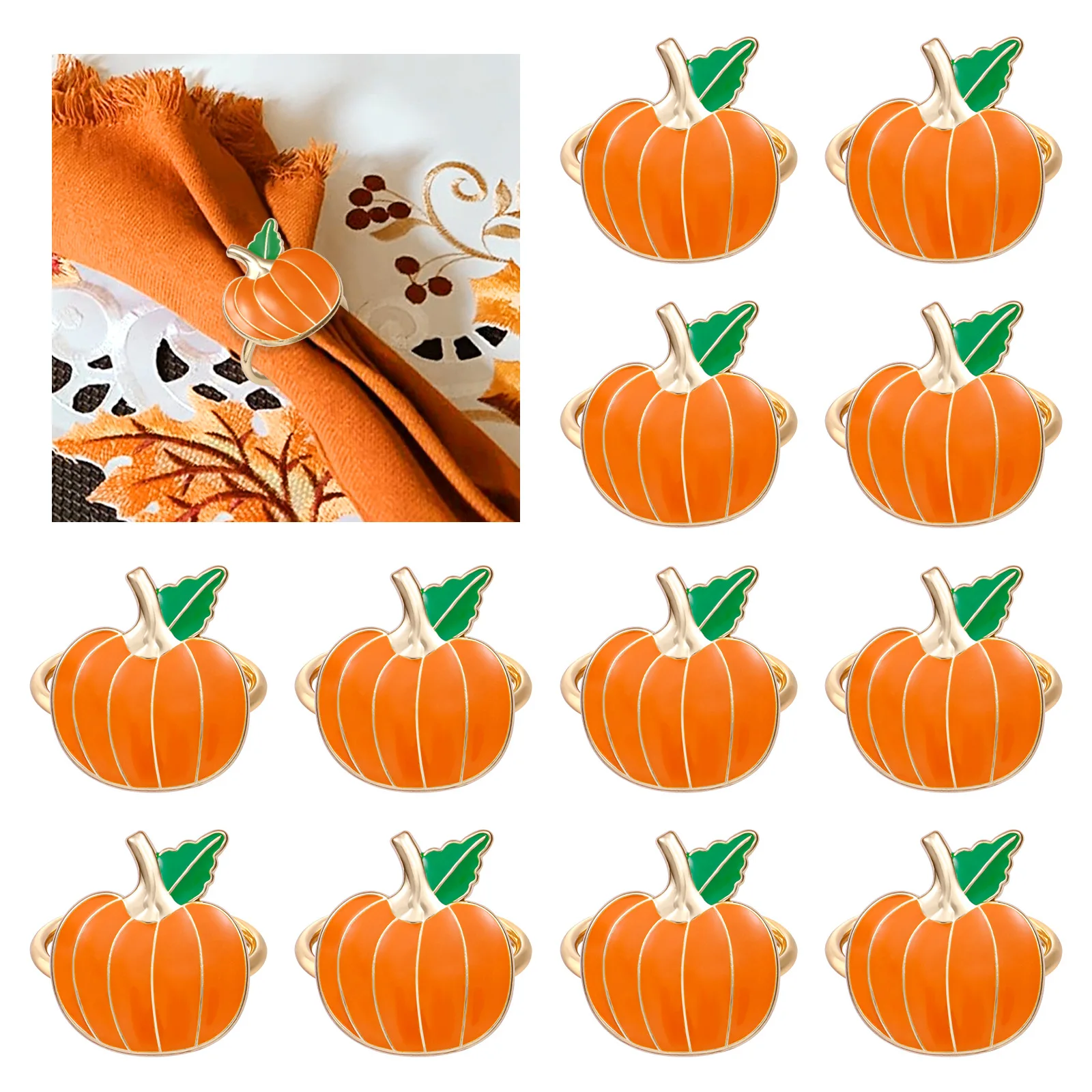 50pcs Pumpkin Napkin Rings Thanksgiving Halloween Napkin Buckle for Dinner Parties Halloween Easter Fall Holiday Table Decor