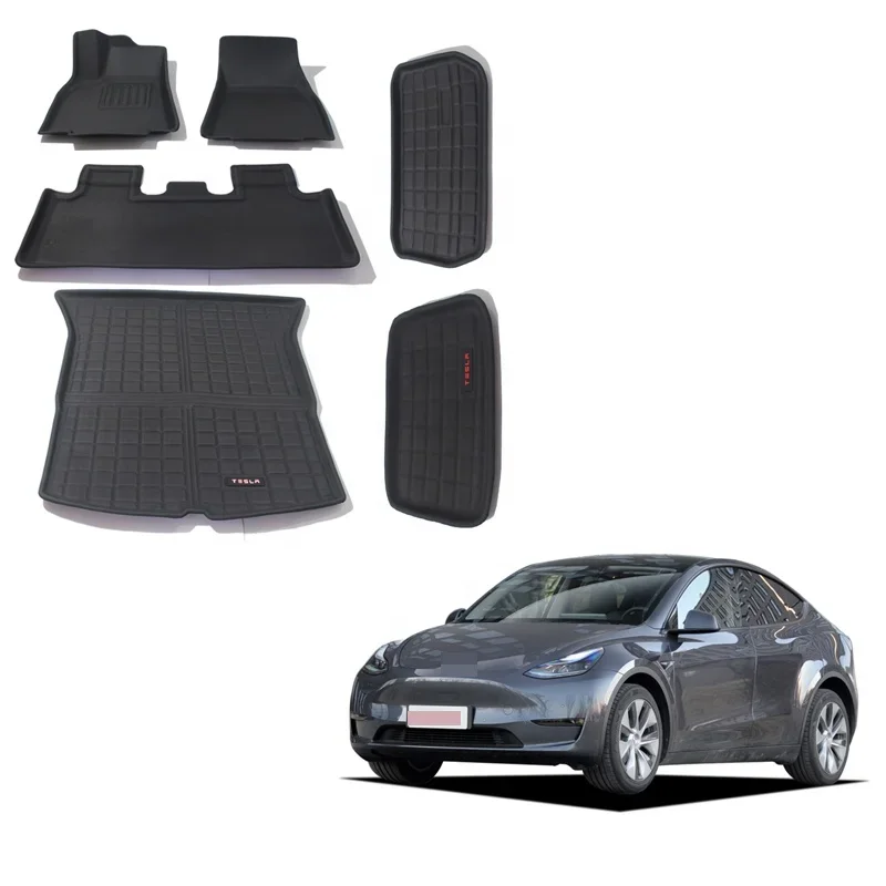 

Custom New Style Car accessories Whole Vehicle 7 pieces full set 3D TPR mats Customized floor mats for Tesla Model Y trunk carpe