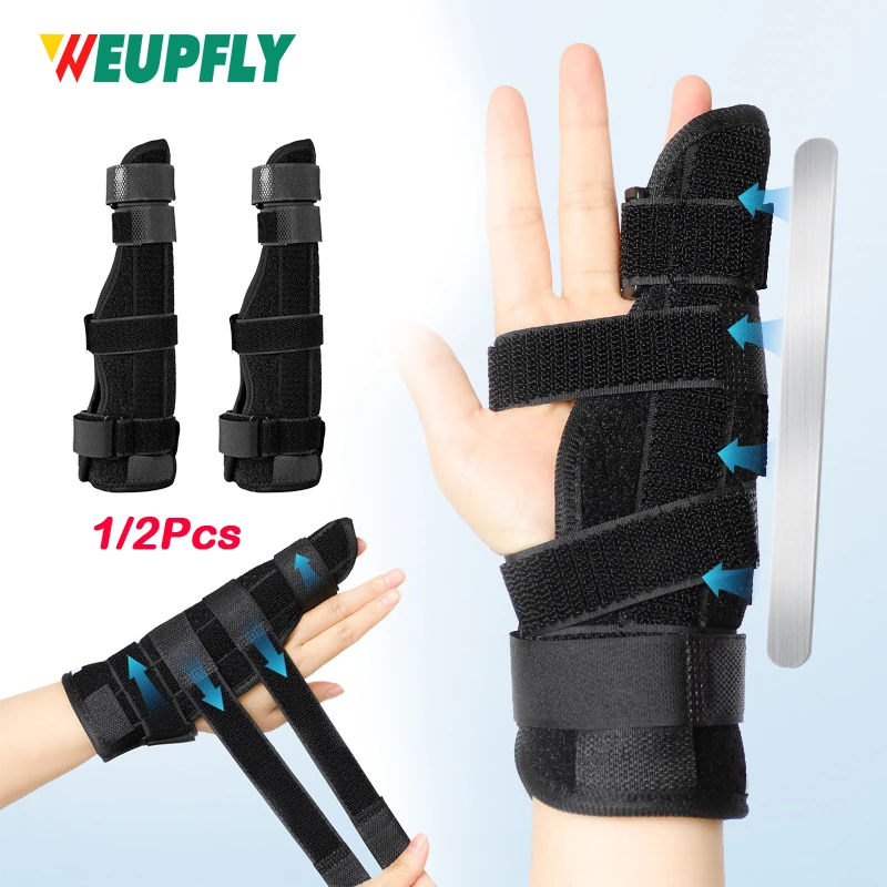 1/2PCS Boxer Finger Splint - Supports Pinky, Ring, Middle Metacarpals and Knuckles - Straightening for Trigger Finger, Injury