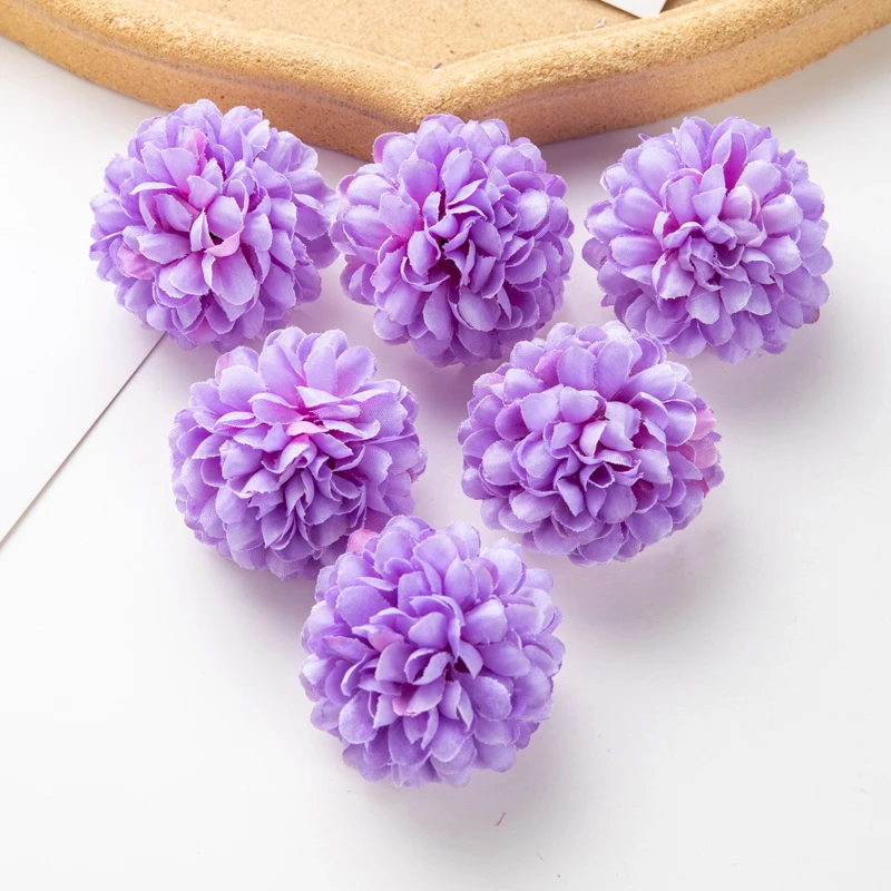 50 Stück künstliche Hortensien für Hochzeit, Garten, Heimdekoration, Weihnachtsfeier, DIY-Süßigkeitsschachtel, Sammelalbum, rosa Kugel, Chrysantheme – Detail 17