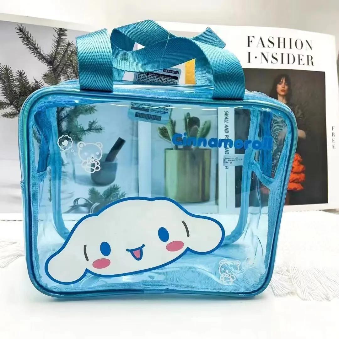 Sanrio Hello Kitty My Melody Cinnamoroll Cute Portable Transparent Handheld Beach Bag Waterproof Travel Makeup Storage Wash Bag