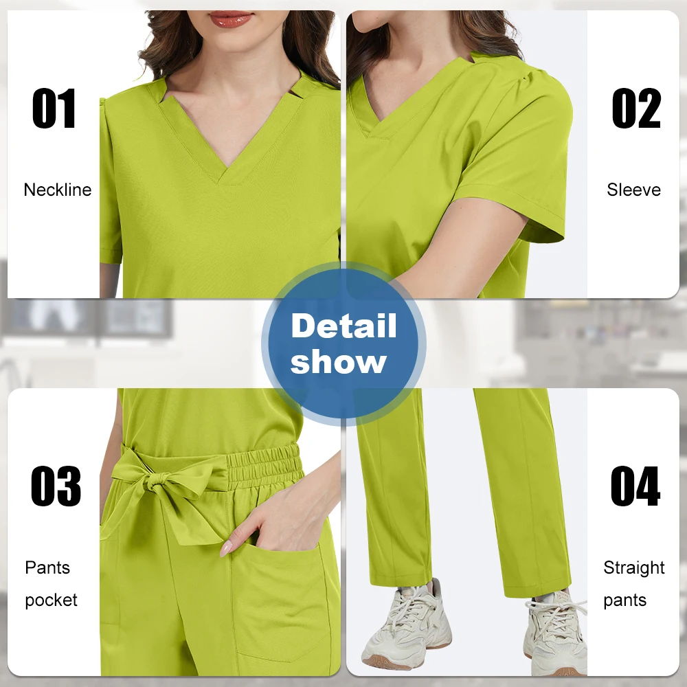 Venta al por mayor, Ropa de Trabajo de alta calidad, uniforme de Hospital para enfermeras, conjunto exfoliante para mujer, pantalones superiores de manga corta, conjuntos de uniformes médicos veterinarios