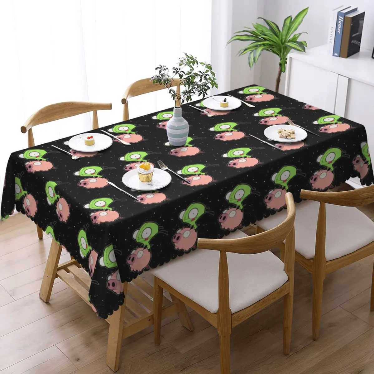 Invader Zim Art Customized Rectangular Tablecloth Waterproof Table Cover for Dining Events Table Cloth